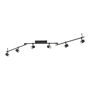 Barre 6 spots orientables BARIK avec 3 barres lumieuses finition Noir mat