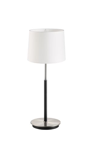 Lampe à poser JULIETTE chrome mat et noir avec abat-jour lisse blanc