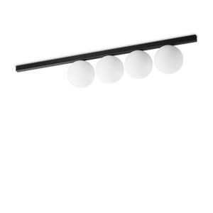 Plafonnier BINOMIO barre avec 4 boules blanches finition Noir et blanc 