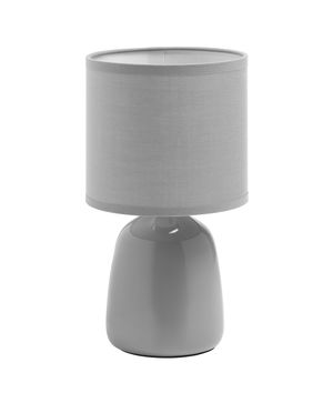 Lampe BISBAL pied céramique et abat-jour cylindrique finition Gris et blanc