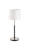 Lampe à poser JULIETTE chrome mat et noir avec abat-jour lisse blanc