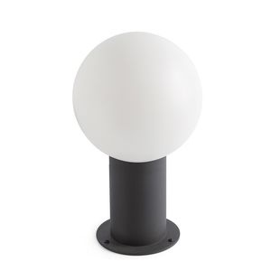 Borne MOON avec diffuseur boule blanche finition Anthracite et opale blanc