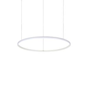 Lustre Hulahoop cercle suspendu avec profilé aluminium plat Led finition Blanc mat 