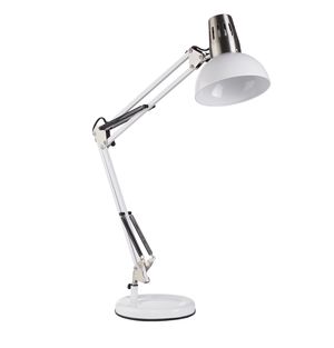 Lampe de bureau articulée ARTIC pour ampoule E27 finition Blanc et chromé mat