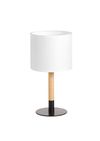 Lampe NOELIA bois et métal avec abat-jour finition Noir, blanc et bois