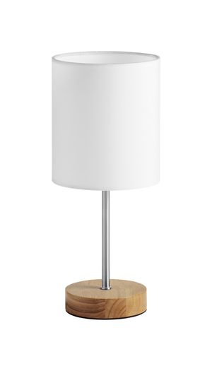 Lampe SET WOOD avec abat-jour finition Chrome mat, blanc et bois