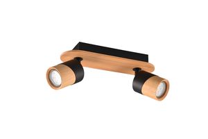  Réglette spot ARUNI noir et bois 2 têtes de TrioLighting