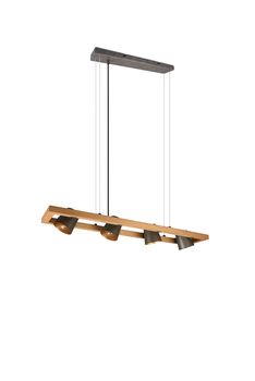 Suspension 4 Spots bois et métal nickel antique BELL de Triolighting