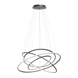 Lustre 4 cercles suspensdus TESSERA finition Anthracite avec télécommande