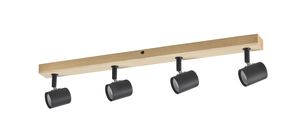 Barre rectangulaire ETNIA 4 spots finition Pin naturel/ noir mat