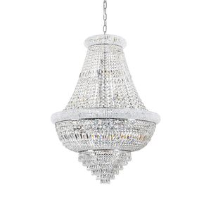 Lustre DUBAI chromé avec perles et prismes en verre taillé finition chromée et verres biseautés