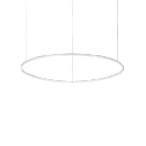 Lustre Hulahoop cercle suspendu avec profilé aluminium plat Led finition Blanc mat 