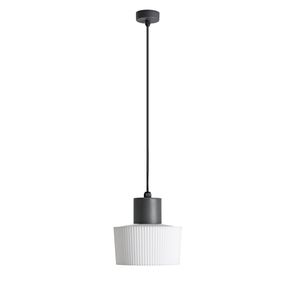 Suspension MUFFIN avec diffuseur blanc cannelé finition Anthracite et opale blanc