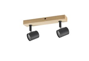 Barre rectangulaire ETNIA 2 spots finition Pin naturel/ noir mat