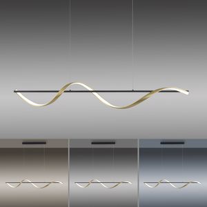 Lustre Led spirale Q-SWING finition Anthracite/laiton mat connecté