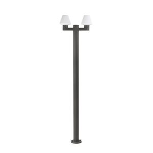 Lampadaire MISTU avec 2 diffuseurs coniques blancs finition Anthracite et opale blanc