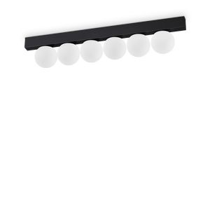 Plafonnier PING PONG barre avec 6 boules blanches finition Noir et blanc 